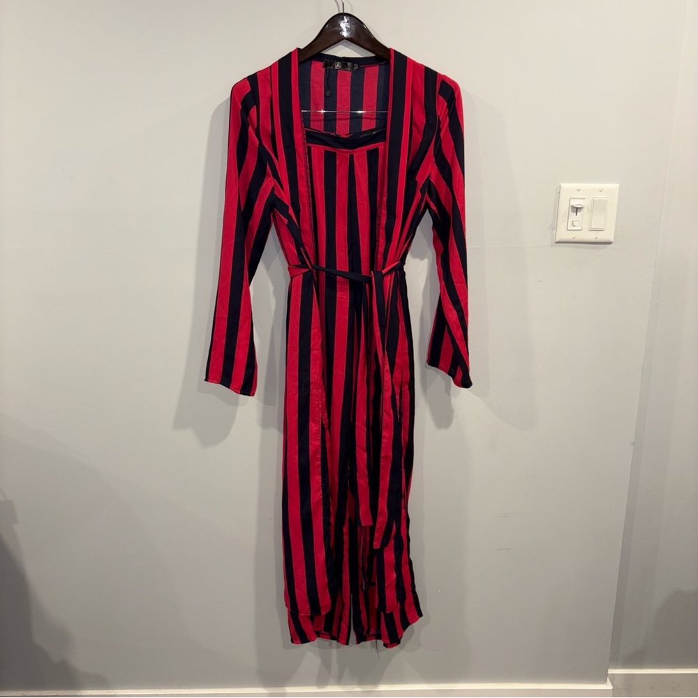 Pink and navy Striped Women's Dress suit